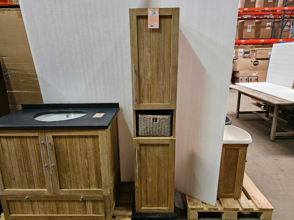 Teak-Line Column Wall Cabinet Milano with Recess with 2 Doors Right