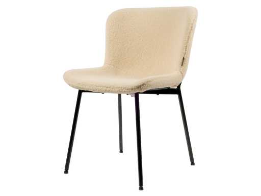 Conception de chaises de salle à manger en tissu crème teddy (6x)