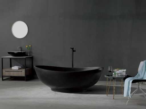 Mawialux baignoire îlot - solid surface noir mat