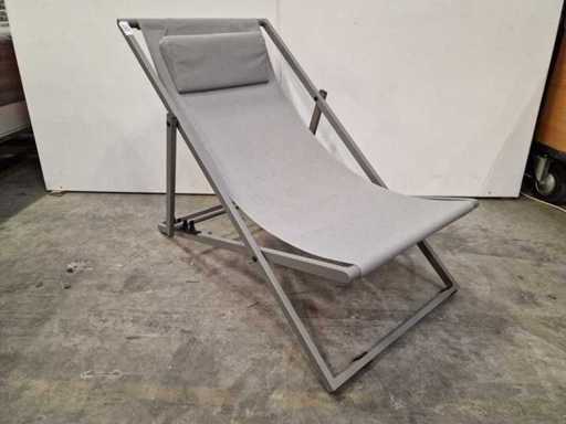 Garden Prestige - Alu Transat Warmgrijs Mat - Textilene Lichtgrijs - Met Hoofdkussen