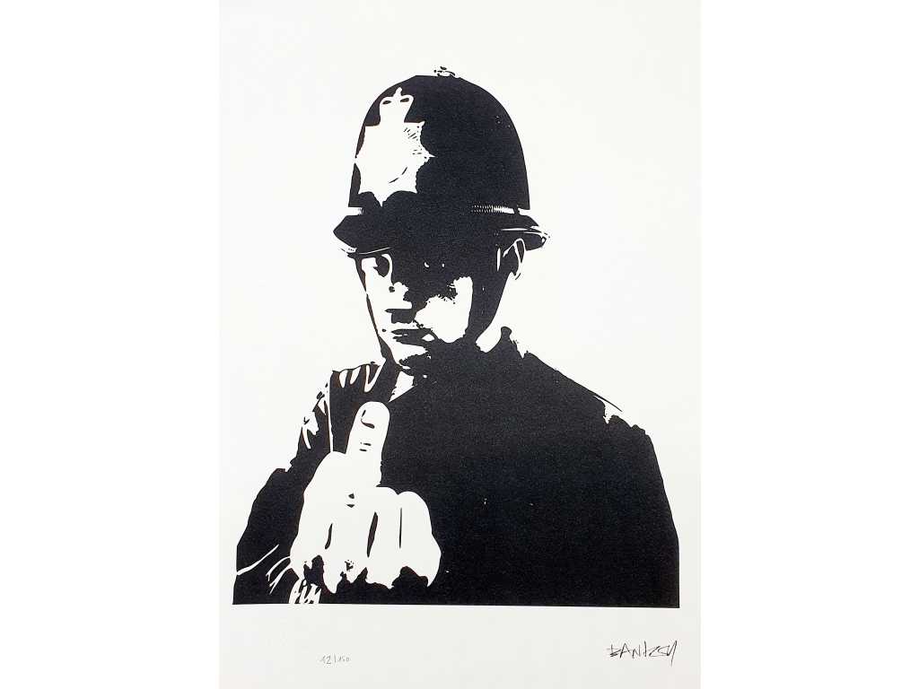 Banksy (geboren 1974), gebaseerd op - Fuck the police