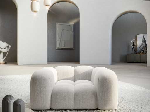 Armchair - white structured fabric 