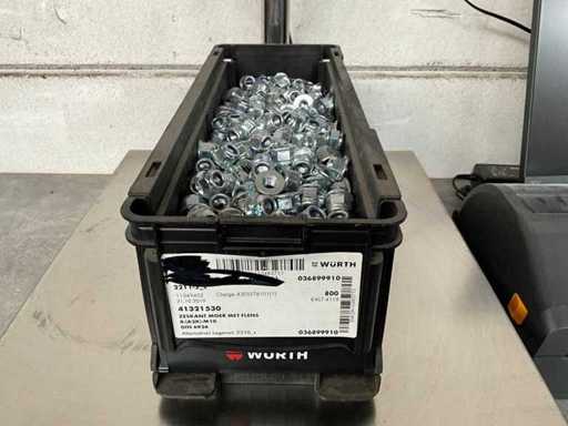 Würth 13.36 kg Zeskantmoer met flens M10 in stapelbare bak