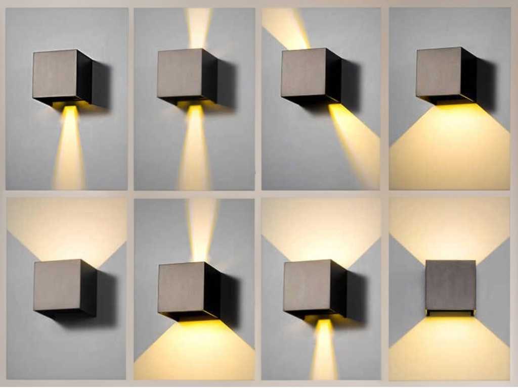  12W LED Sable Noir Applique Cube Duo Lumière Réglable Étanche (10x)