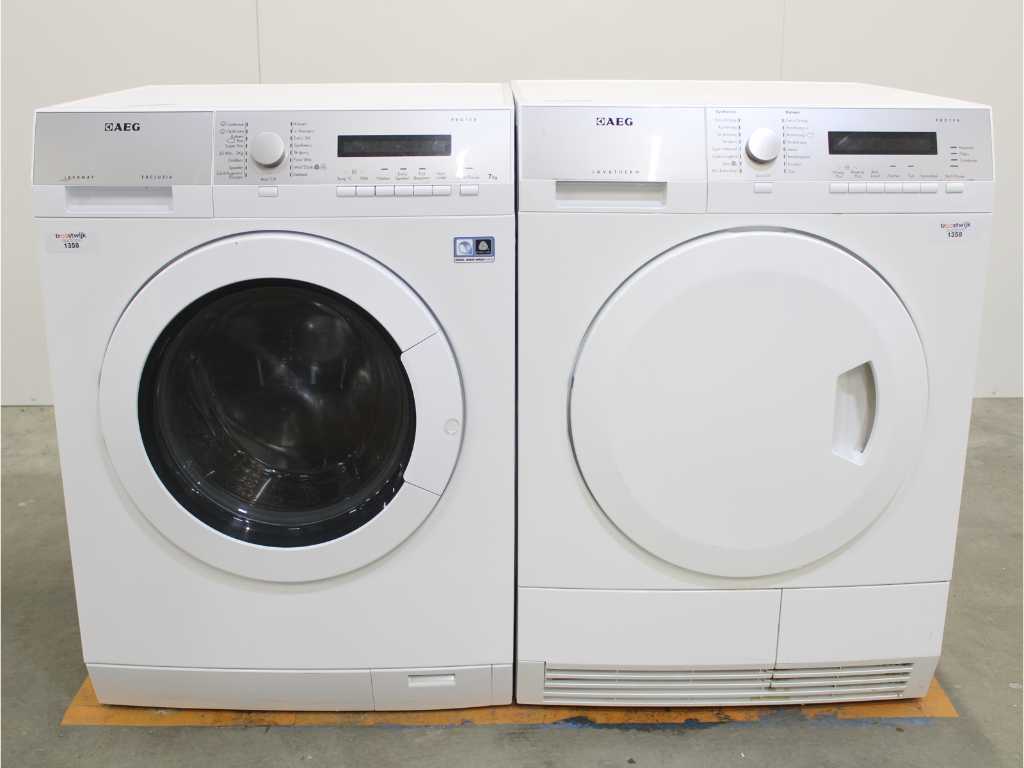 Mașină de spălat exclusivă AEG Lavamat Protex și uscător AEG Lavatherm Protex