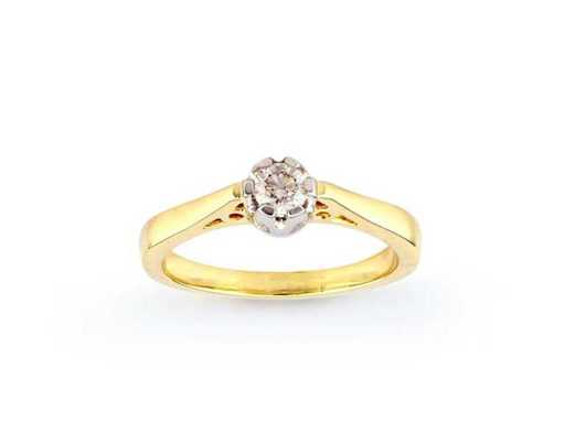 9 KT geelgouden ring met natuurlijke diamant