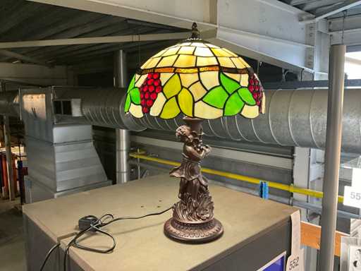 Tiffany Tafellamp met engeltje en parels