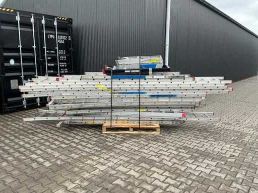Batch of aluminum ladders and stairs