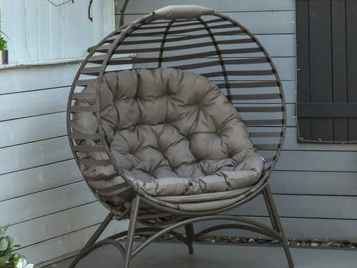 Fauteuil œuf - avec coussin et poche latérale