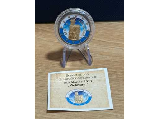 2 Euro 2013 San Marino Defense Tower z naniesieniem złota i farby