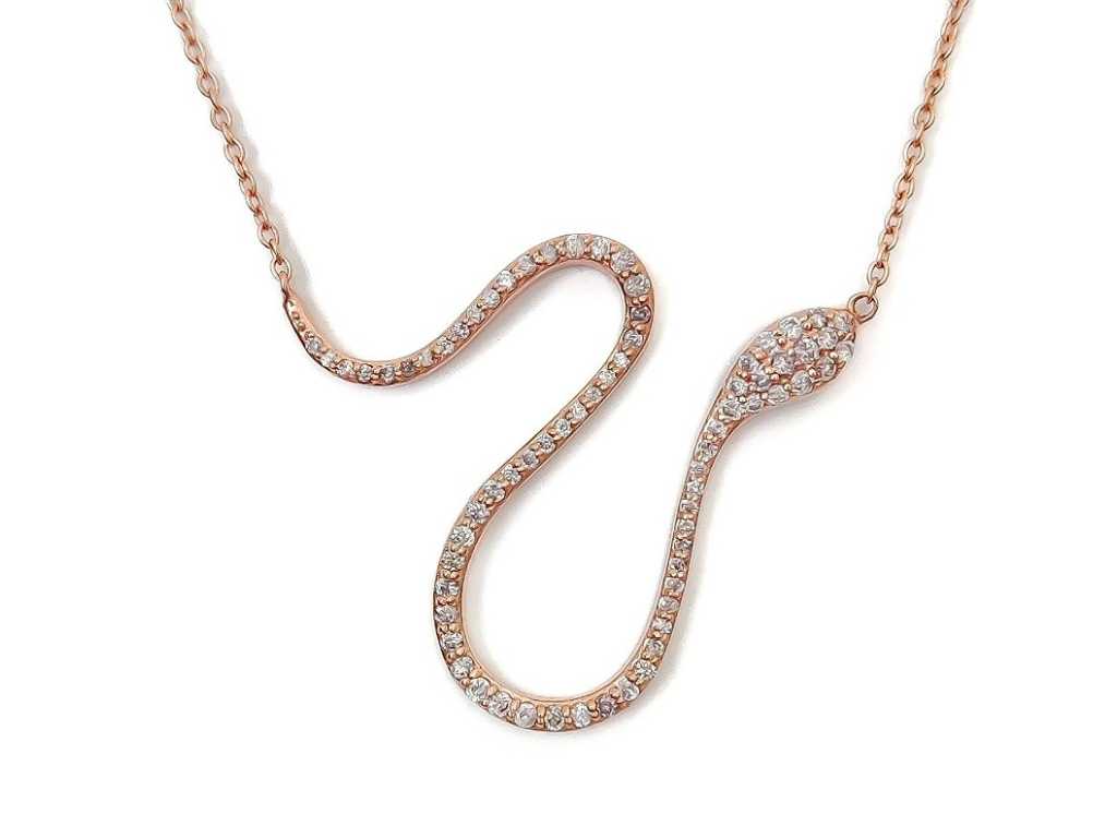 Magnifique Neclace de luxe Serpone Design en diamant rose naturel très rare de 0,54 carat