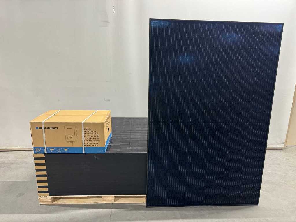 Exiom - set of 16 full black (410 wp) solar panels and 1 Blaupunkt BPT-V03-06.0 inverter (3-phase)
