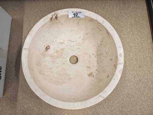 Naturalna kamienna umywalka z trawertynu 40,6x15 cm