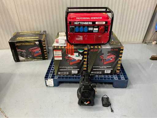 Return items - 3x Hüttenberg H8500 emergency power generator and 1x compressor DC1080