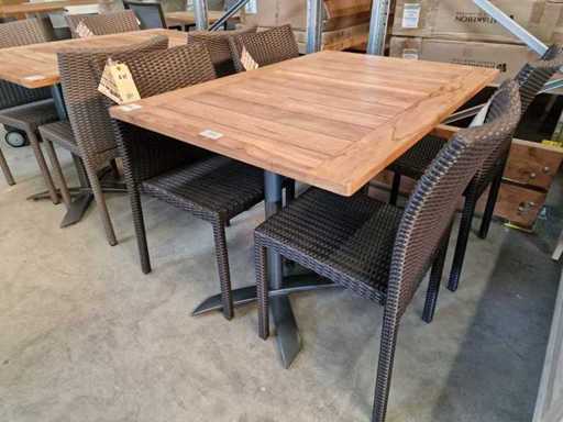 Gardini - Table de jardin en teck Volvic 120x80cm avec double base