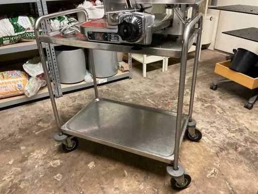 2-layer stainless steel serving trolley