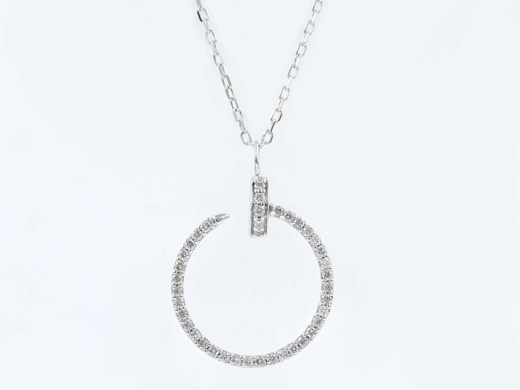 14 Kt White Gold Necklace With Natural Diamond Pendant