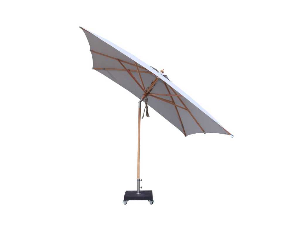 1 x Parasol 2,5m hout - Medium grijs - Zonder parasolvoet