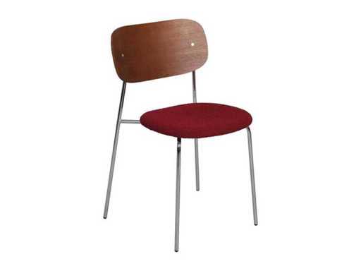 fonQ - Krzesło Isel Dining - Czerwone / Chrome - Krzesła jadalne (4x)
