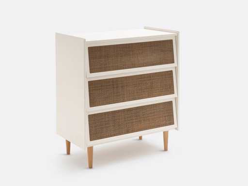 Rieten ladekast met 3 lades (x2)
