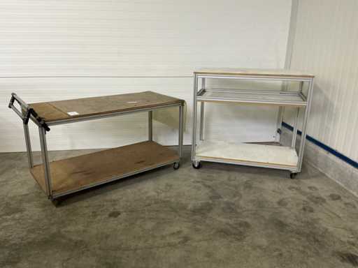 Transport trolley with shelves (2x)