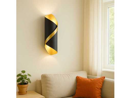 8 x LED Wandlamp – 6W – 3500K Neutraal Wit – IP54 – Zwart/Goud – SW-35