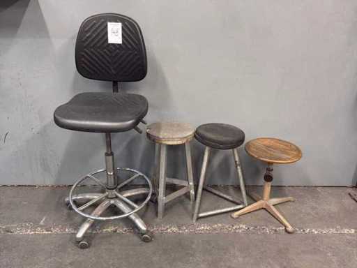 Diverses chaises et tabourets (4x)