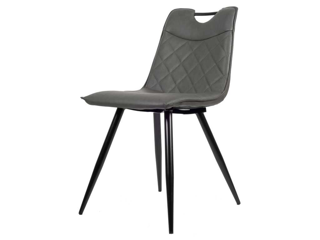 6x Chaise de salle à manger design en cuir pu gris