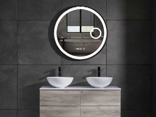 Miroir de salle de bain LED - Horloge numérique - Julia - Différentes tailles
