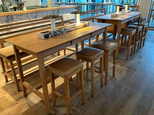 Huts - Bar table with bench and 3 stools (2x)