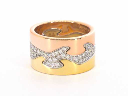 Bague George Jensen FUSION 3pcs en or avec diamants