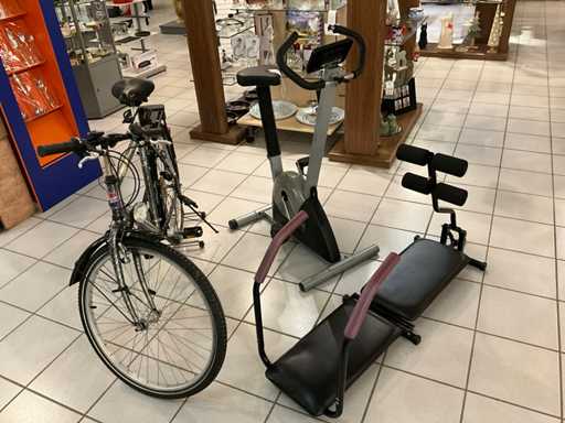 Herenfiets + houder  + hometrainer+ fitnesstoestel