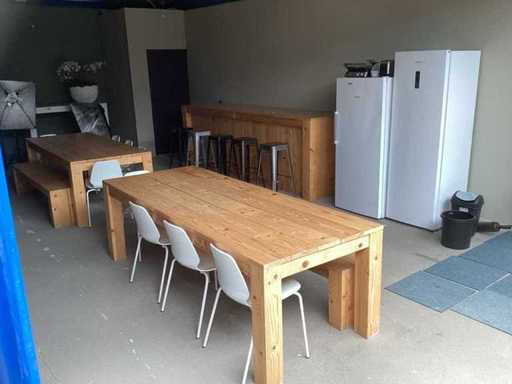 Party Canteen furnishings including Freezer, Refrigerator, Tables and Stools
