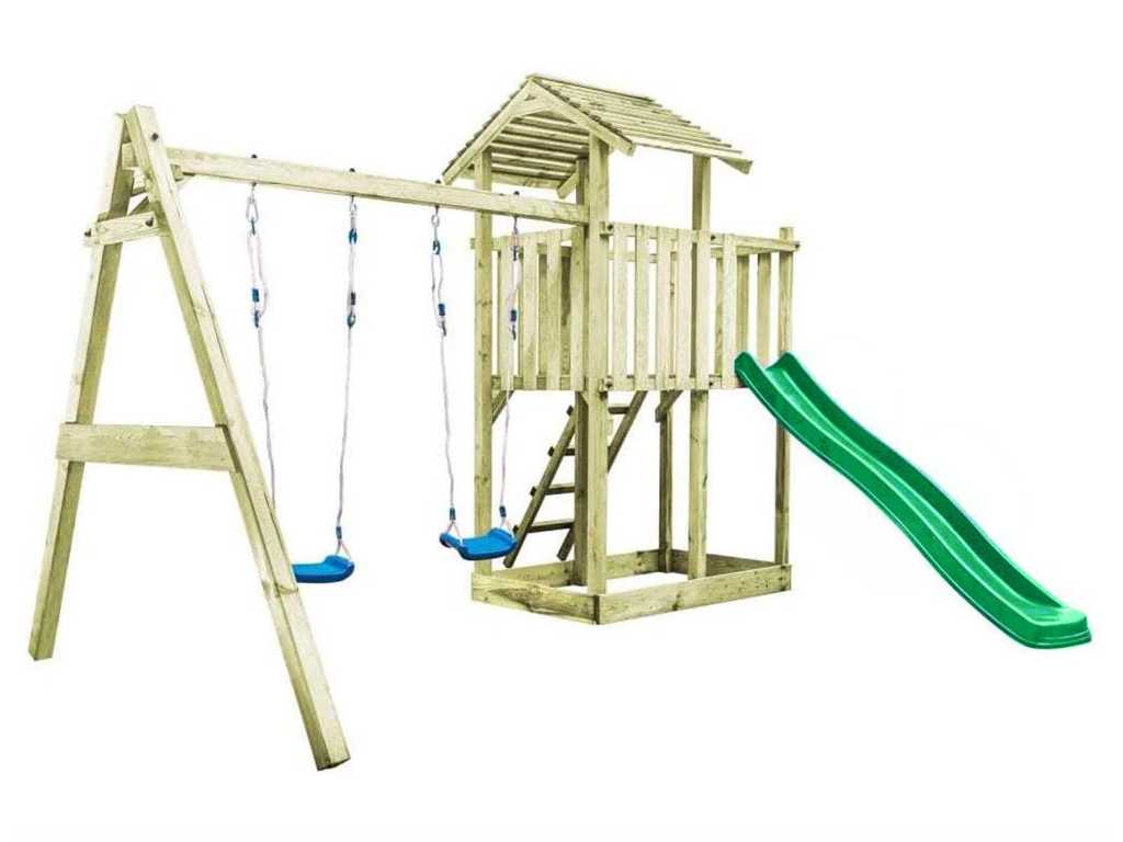 Playhouse with slide and swings 235x385x240 cm