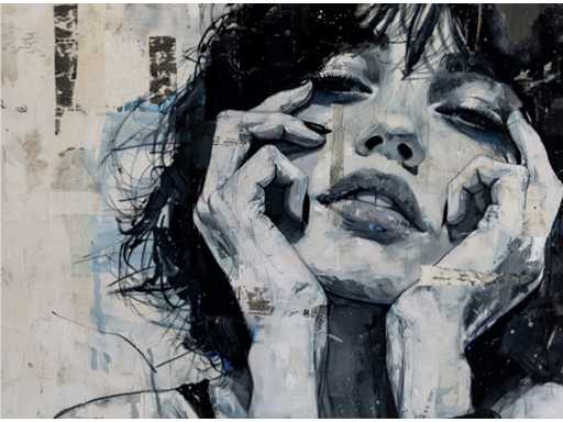 Mixed media/acryl op doek Maria Strabel