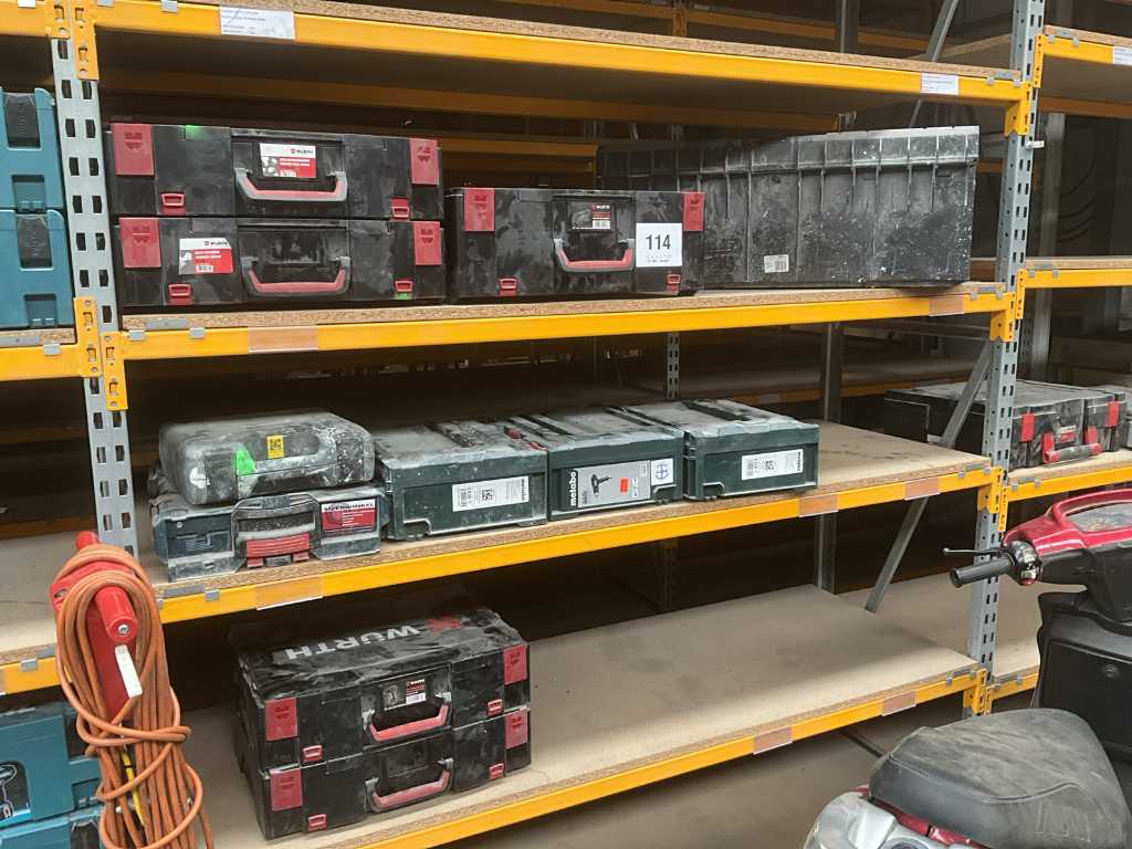Plm 14 diverse gereedschapskoffers wo WURTH, METABO, QBRICK
