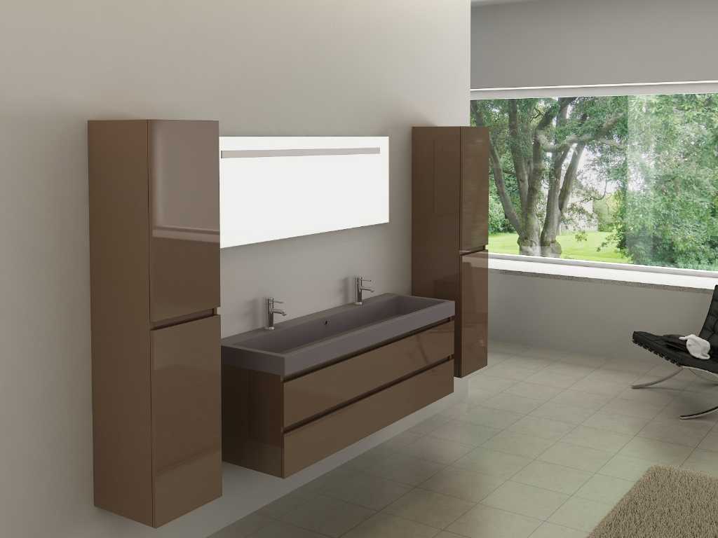 Meuble de salle de bain pour 2 personnes 150 cm taupe - Robinetterie incluse