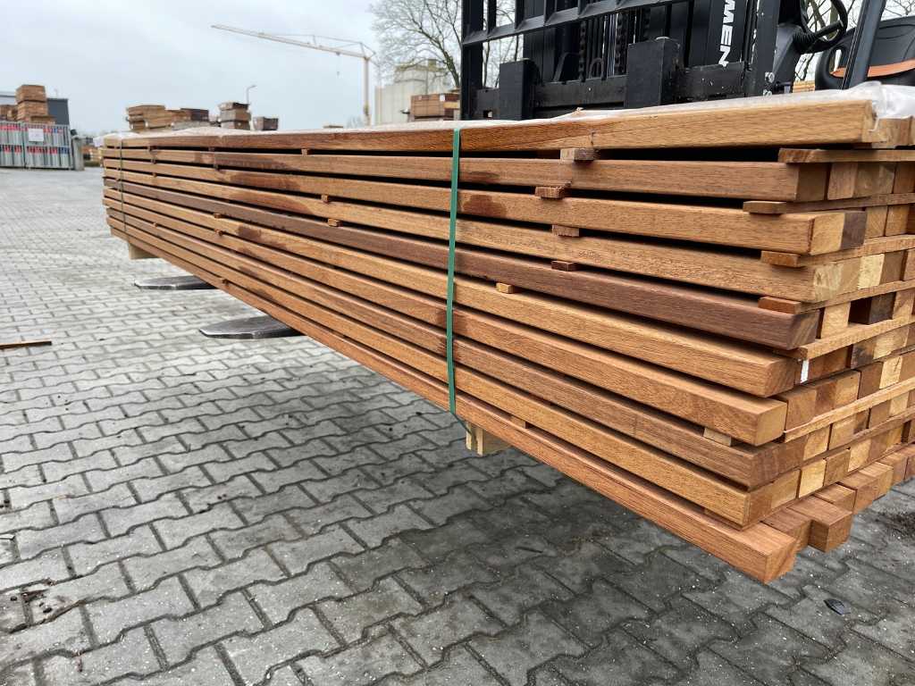 Basralocus hardhouten planken geschaafd 27x40mm, lengte 275cm (240x)
