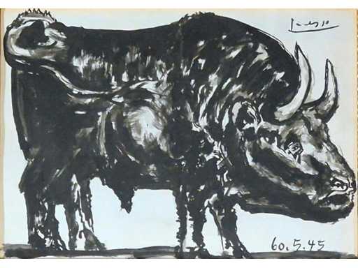 Gouache Pablo Picasso ‘Stier’