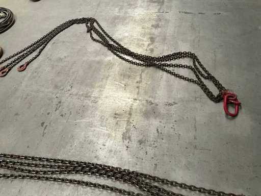 Catena di sollevamento a 4 salti con ganci di sicurezza e anello superiore