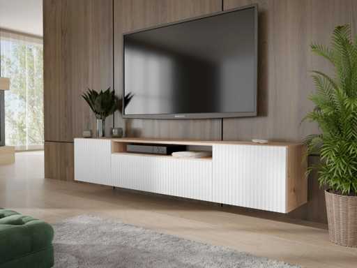 Low hanging sideboard in white, 200 cm