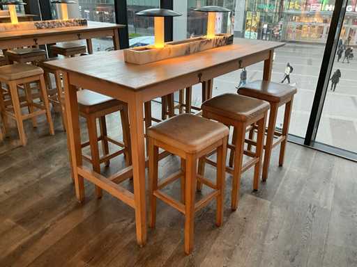 Hutten - Bartafel met 6 barkrukken