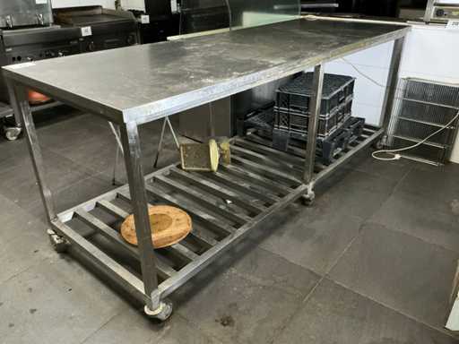 Verrijdbare Rvs werktafel