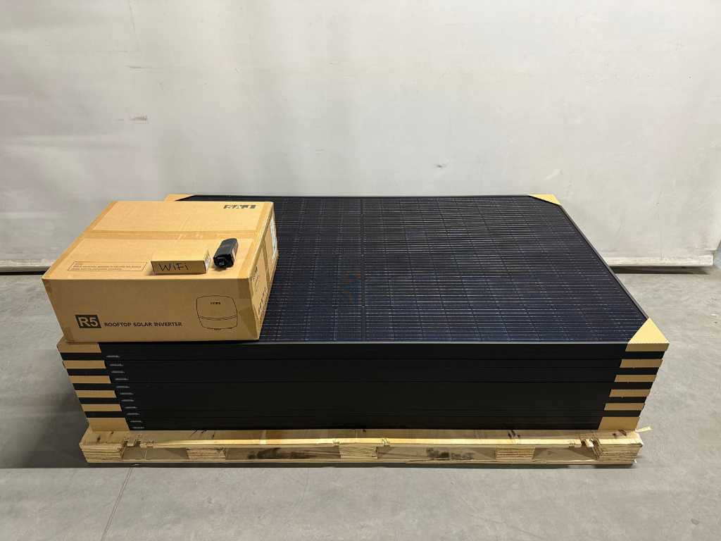 Exiom - zestaw 12 paneli fotowoltaicznych full black (375 wp) oraz 1 falownika SAJ 4kW (1-fazowego)