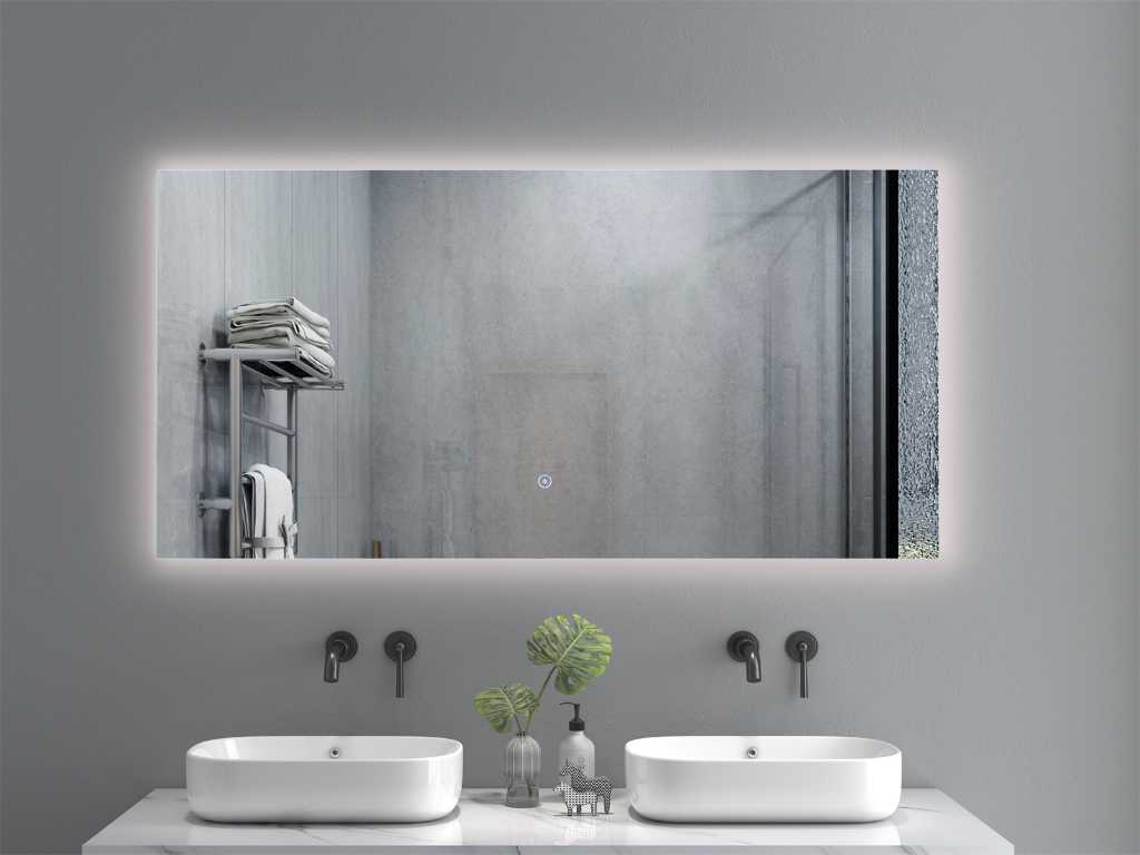 Miroir LED 120x60 cm fonction anti-condensation et gradation NOUVEAU