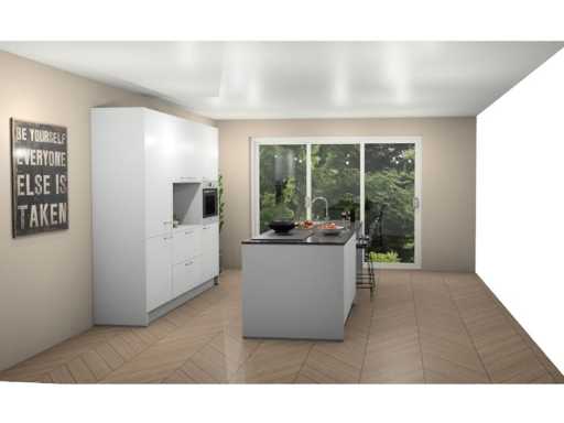 Cucina dell'isola Schüller con parete a ripostiglio