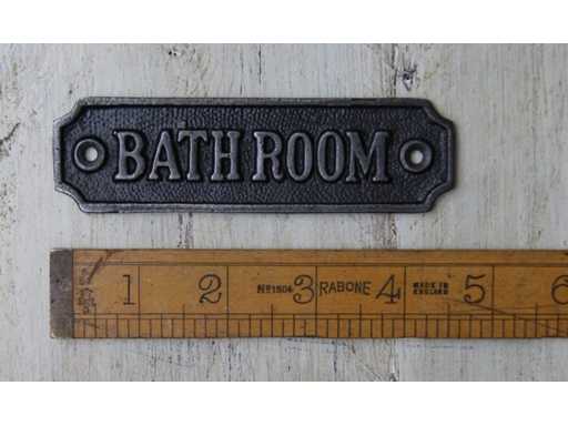 (6x) IJzeren Muurplaat - Bathroom - 12 cm