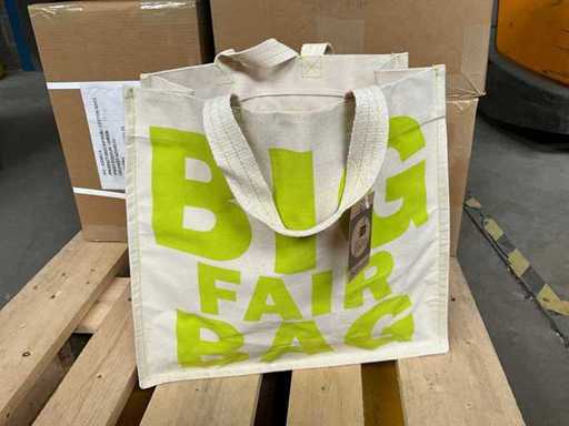 Fair Trade canvas shopper kremowo-zielony +/- 44 x 14 x 40cm (200x)