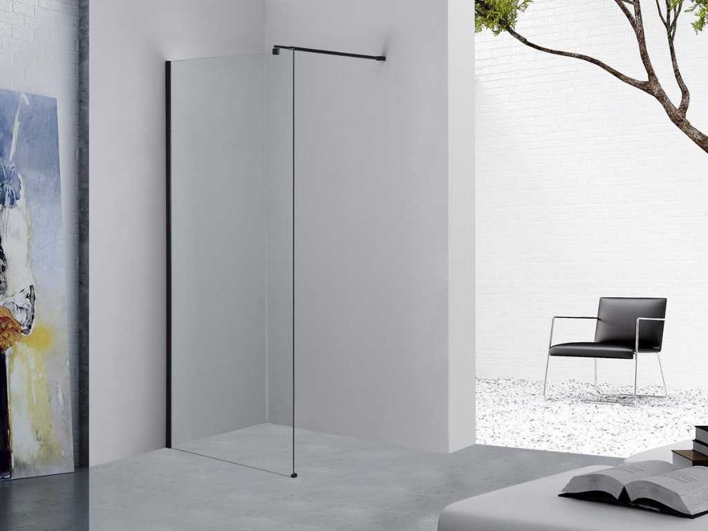 Walk-in shower 90x200 cm with black rim and Nano coating