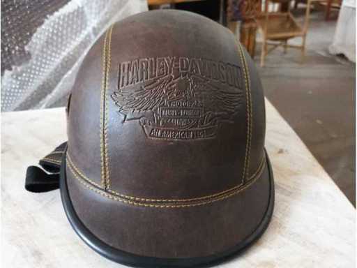 Vintage leather motorcycle helmet
